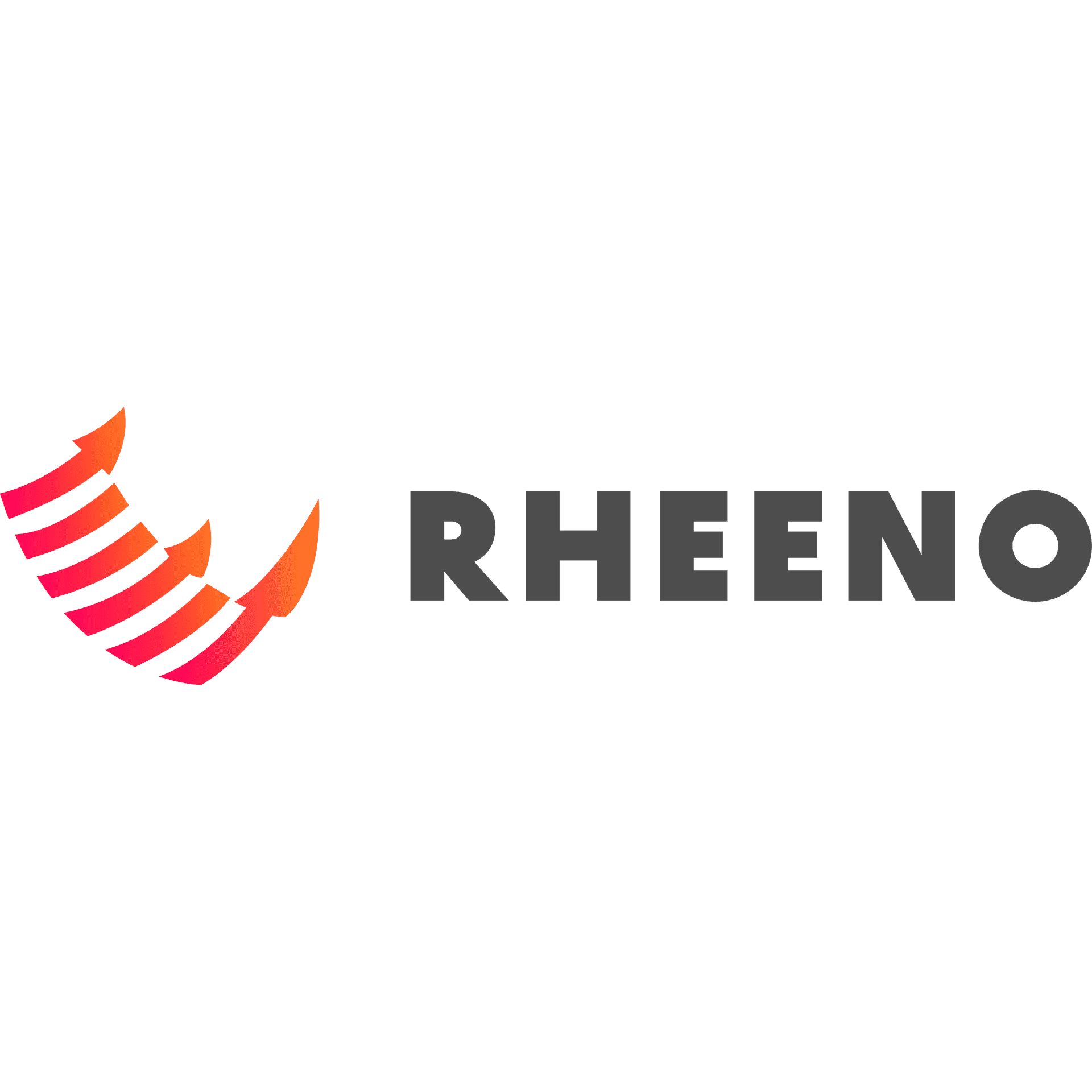 Logo of RHEENO with stylized red and orange horn design on the left.